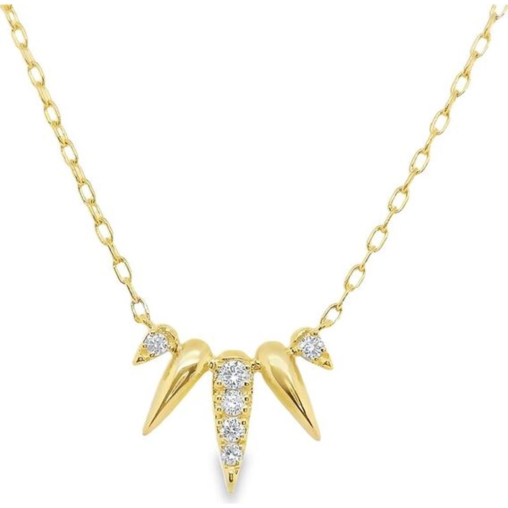 18K Yellow Gold Diamond Motif Necklace with Sculptural Drop Design by Afarin