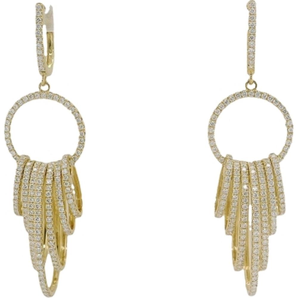 18K Yellow Gold Diamond Open Circle Cascade Drop Earrings by Afarin