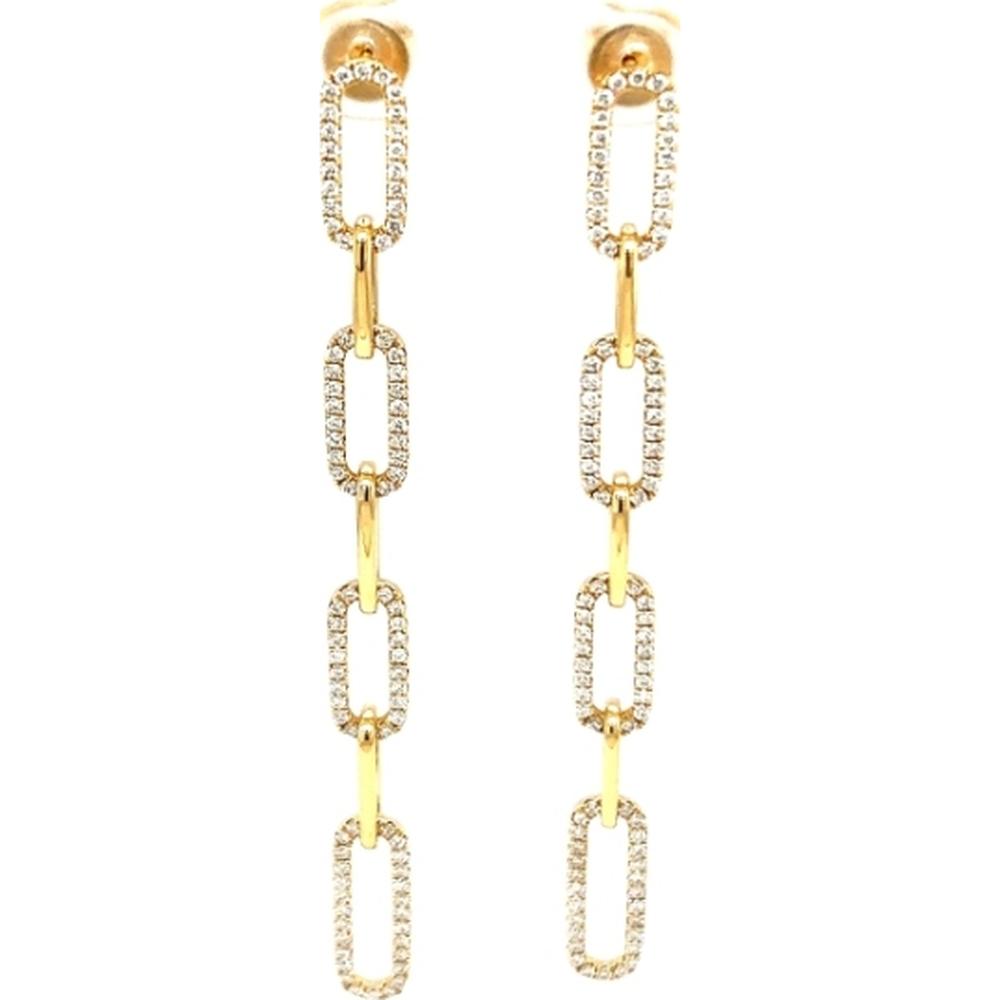 18K Yellow Gold Diamond Open Link Drop Earrings by Afarin
