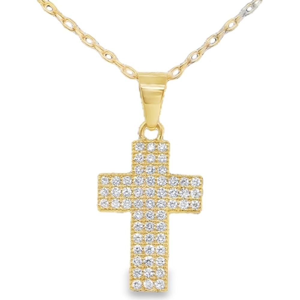 18K Yellow Gold Diamond Pavé Cross Pendant Necklace by Afarin
