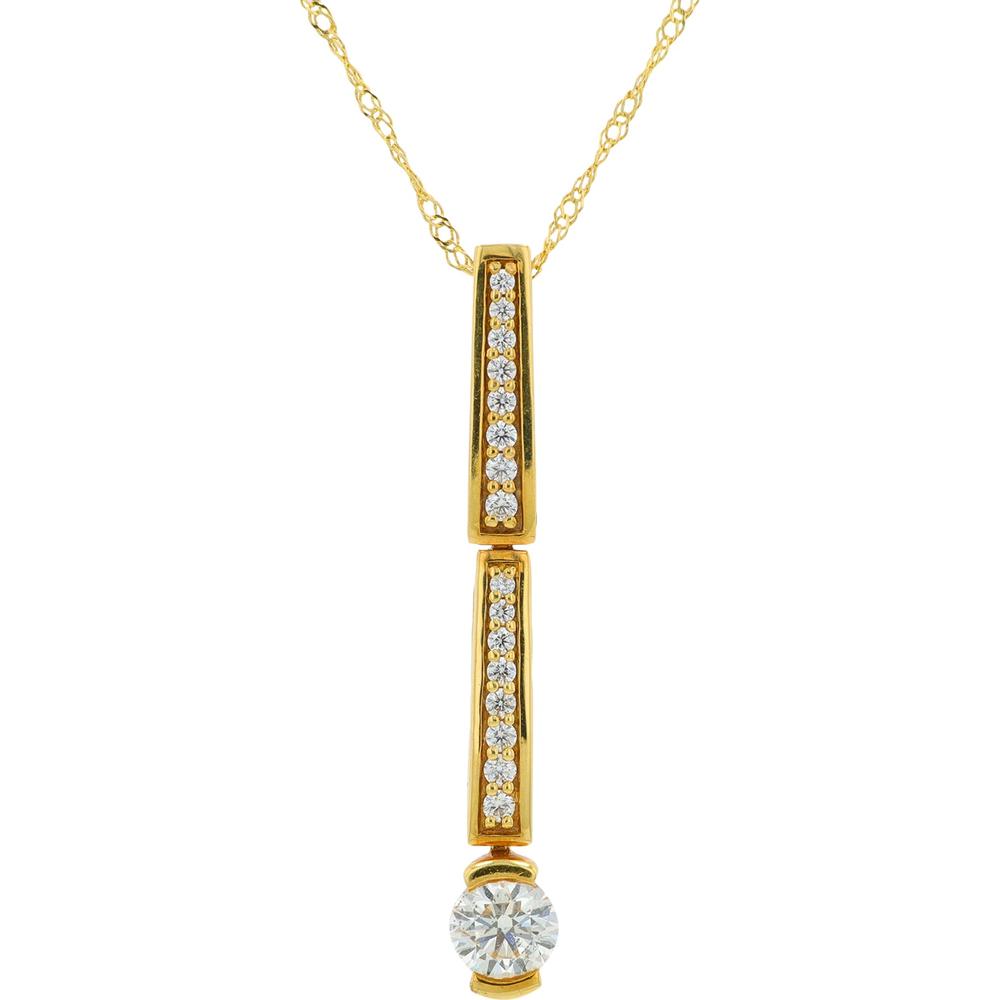 18K Yellow Gold Diamond Pendant with 0.393 Carat Total Weight - Radiant Round Brilliant Diamond