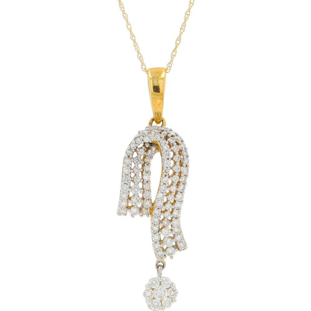18K Yellow Gold Diamond Pendant with 1.00 Carat Total Weight Diamonds and Round Cluster Accent