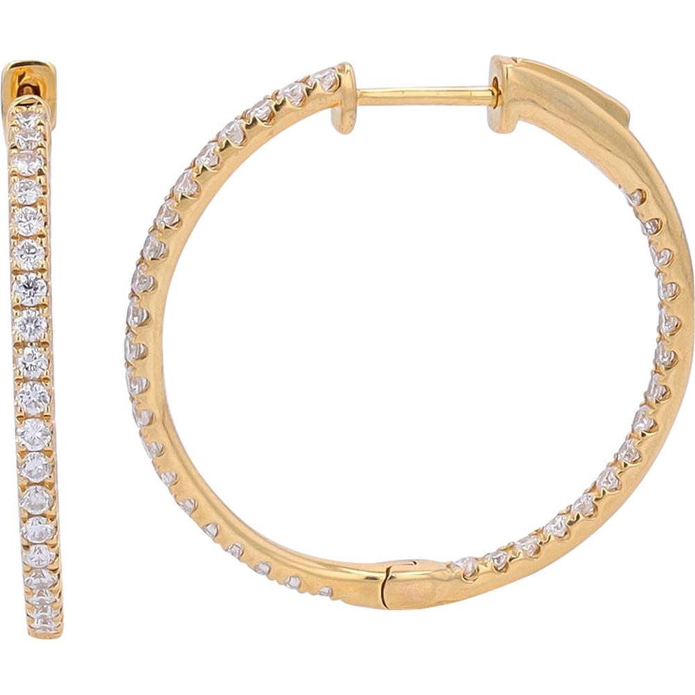 18K Yellow Gold Diamond Radiance Inside-Out Hoop Earrings - 1.05 Carat Total Diamond Weight