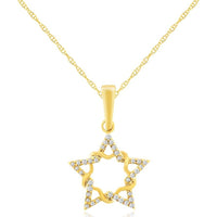 18K Yellow Gold Diamond Star Pendant Necklace - 0.07 Carats Total Diamond Weight