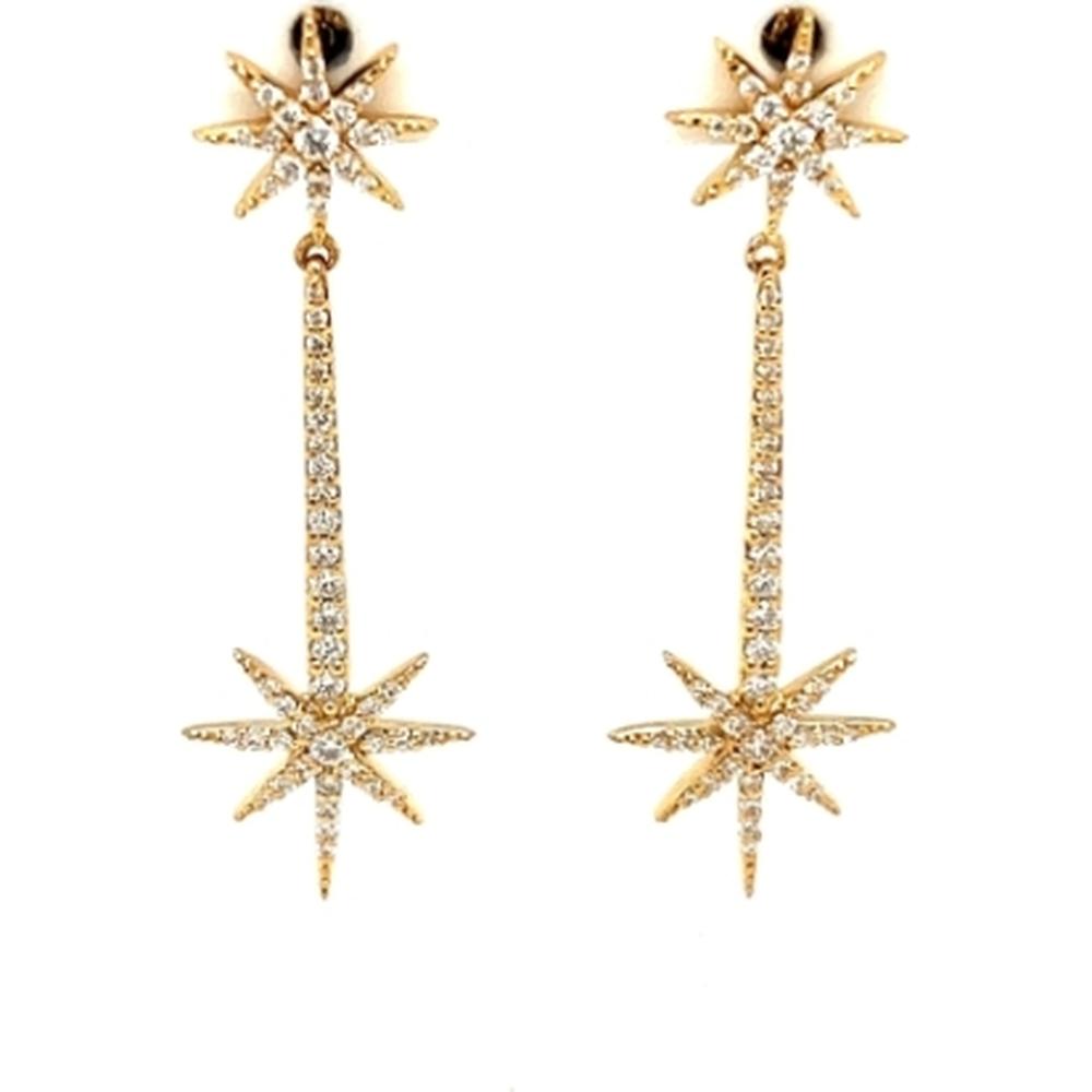 18K Yellow Gold Diamond Starburst Drop Earrings by Afarin