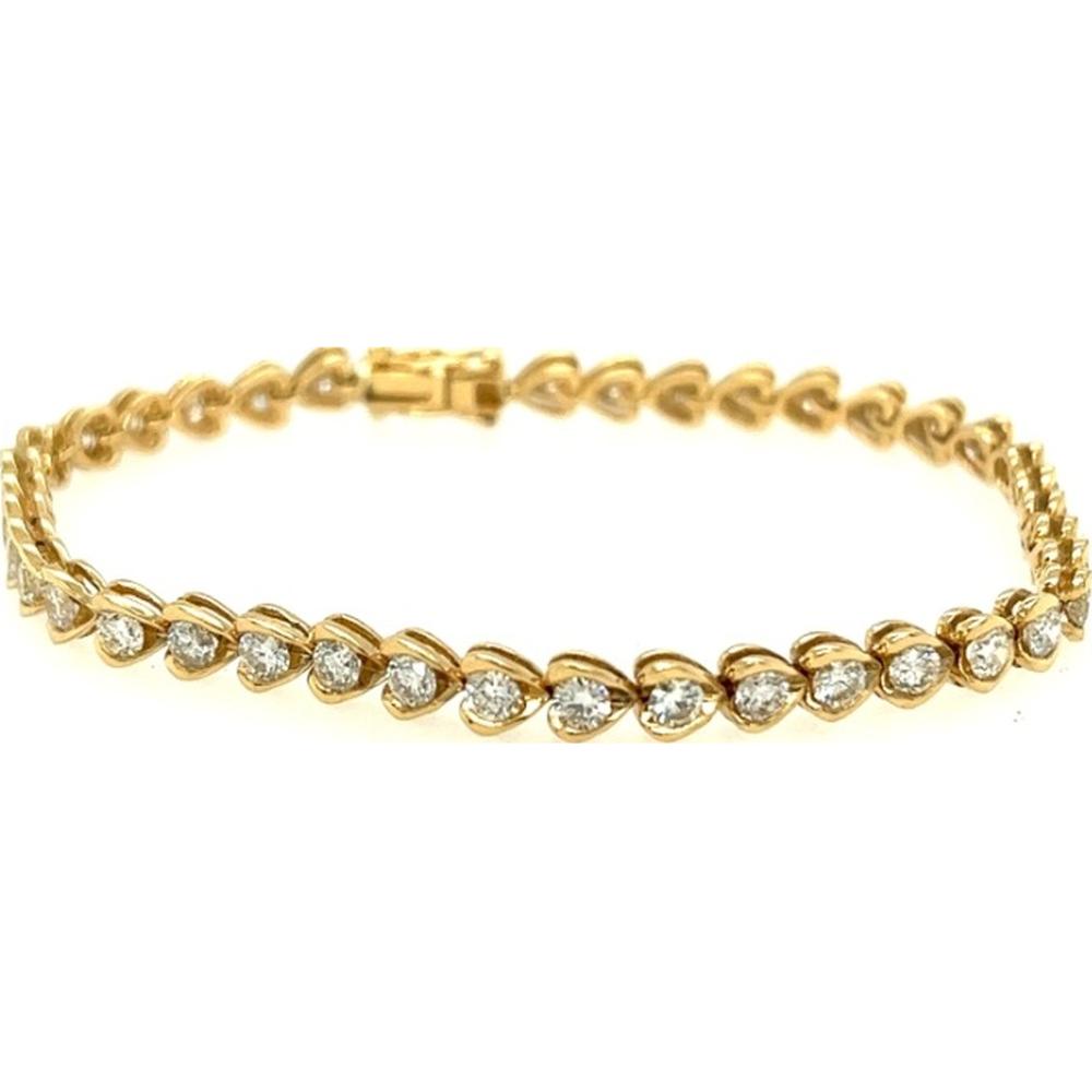 18K Yellow Gold Diamond Tennis Bracelet with Pear-Inspired Links by Afarin