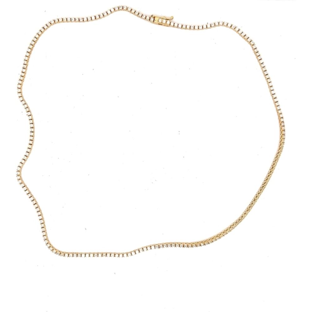 18K Yellow Gold Diamond Tennis Necklace by Afarin