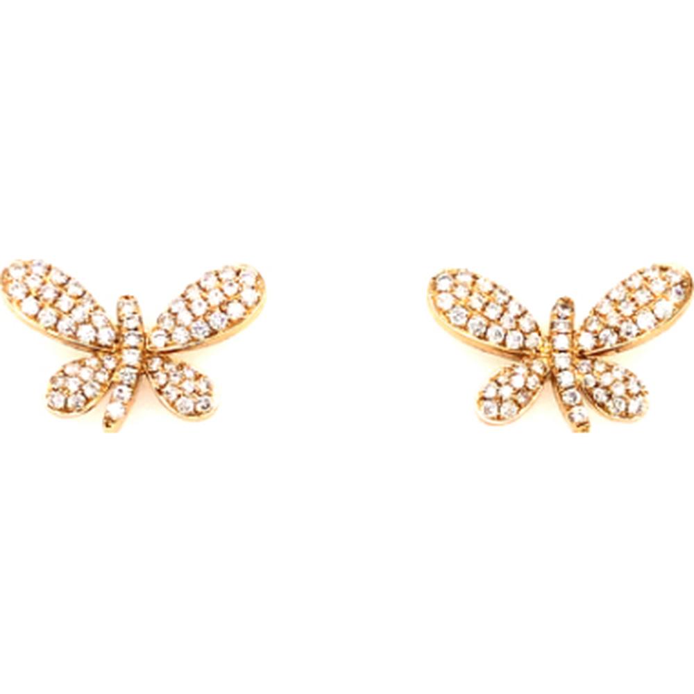 18K Yellow Gold Diamond Wing Motif Stud Earrings by Afarin