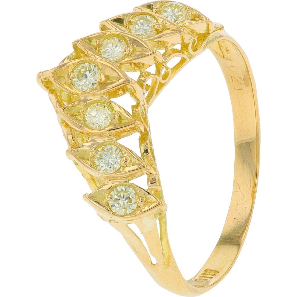 18K Yellow Gold Diamond Wrap Ring with Seven Round Diamonds - 0.21 Carat Total Diamond Weight