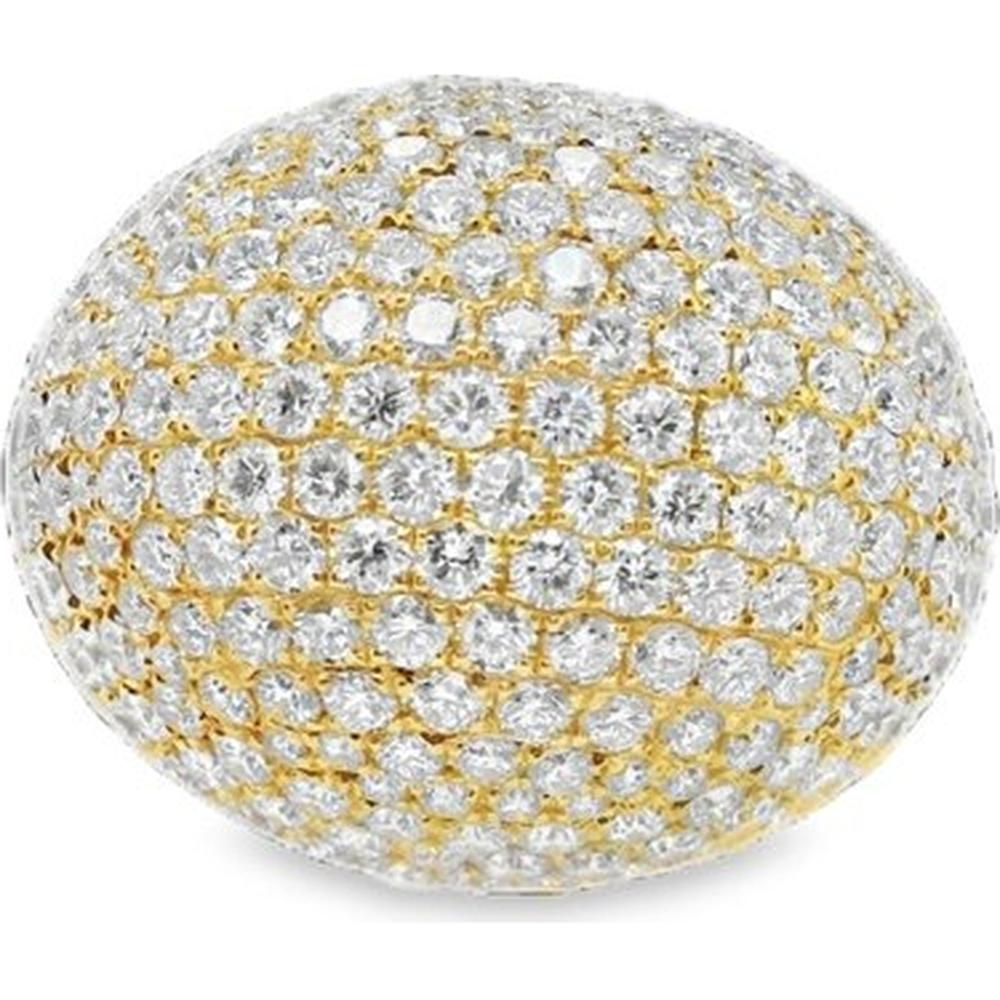 18K Yellow Gold Dome Ring with Pavé Set Round Diamonds by Afarin