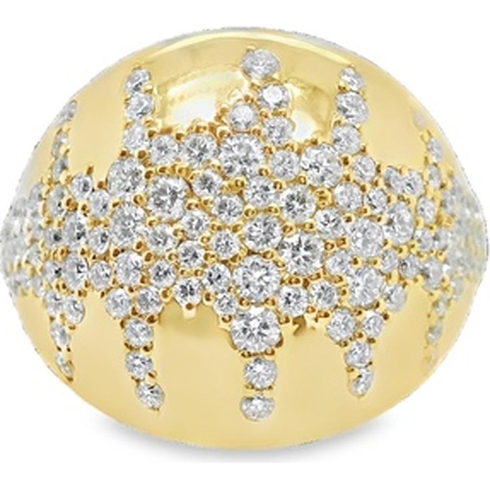 18K Yellow Gold Dome Ring with Round Diamonds by Afarin