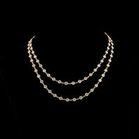 18K Yellow Gold Double Strand Station Necklace with Bezel Set Round Lab Diamonds - 14.06 Carats Total Diamond Weight, E-F Color VS2 Clarity - Covaloro Fine Jewelry