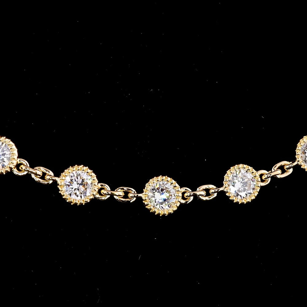 18K Yellow Gold Double Strand Station Necklace with Bezel Set Round Lab Diamonds - 14.06 Carats Total Diamond Weight, E-F Color VS2 Clarity - Covaloro Fine Jewelry
