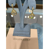 18K Yellow Gold Drop Earrings with 5 Carat Citrine Center and 0.199 Carat Yellow and White Diamonds