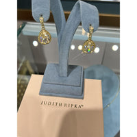 18K Yellow Gold Drop Earrings with 5 Carat Citrine Center and 0.199 Carat Yellow and White Diamonds