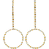 18K Yellow Gold Drop Earrings with Prong-Set Round Diamonds - 5.22 Carat Total Diamond Weight