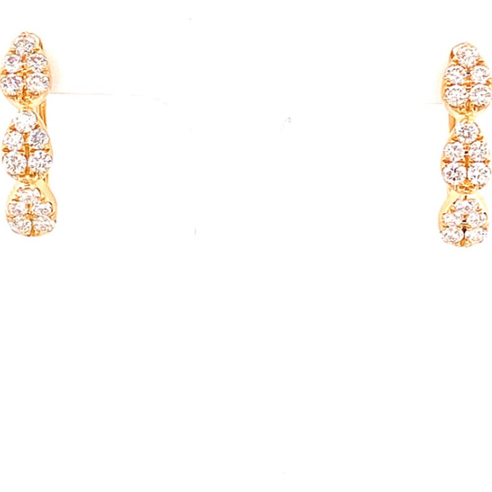 18K Yellow Gold Drop Earrings with Round Diamond Clusters by Afarin