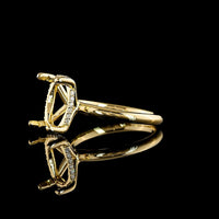 18K Yellow Gold East-West Antique Cushion Cut Hidden Halo Ring with 3.76 Carat Lab Diamond and 0.11 Carat Accent Diamonds - GIA Certified 3.87 Carats Total - Covaloro Fine Jewelry