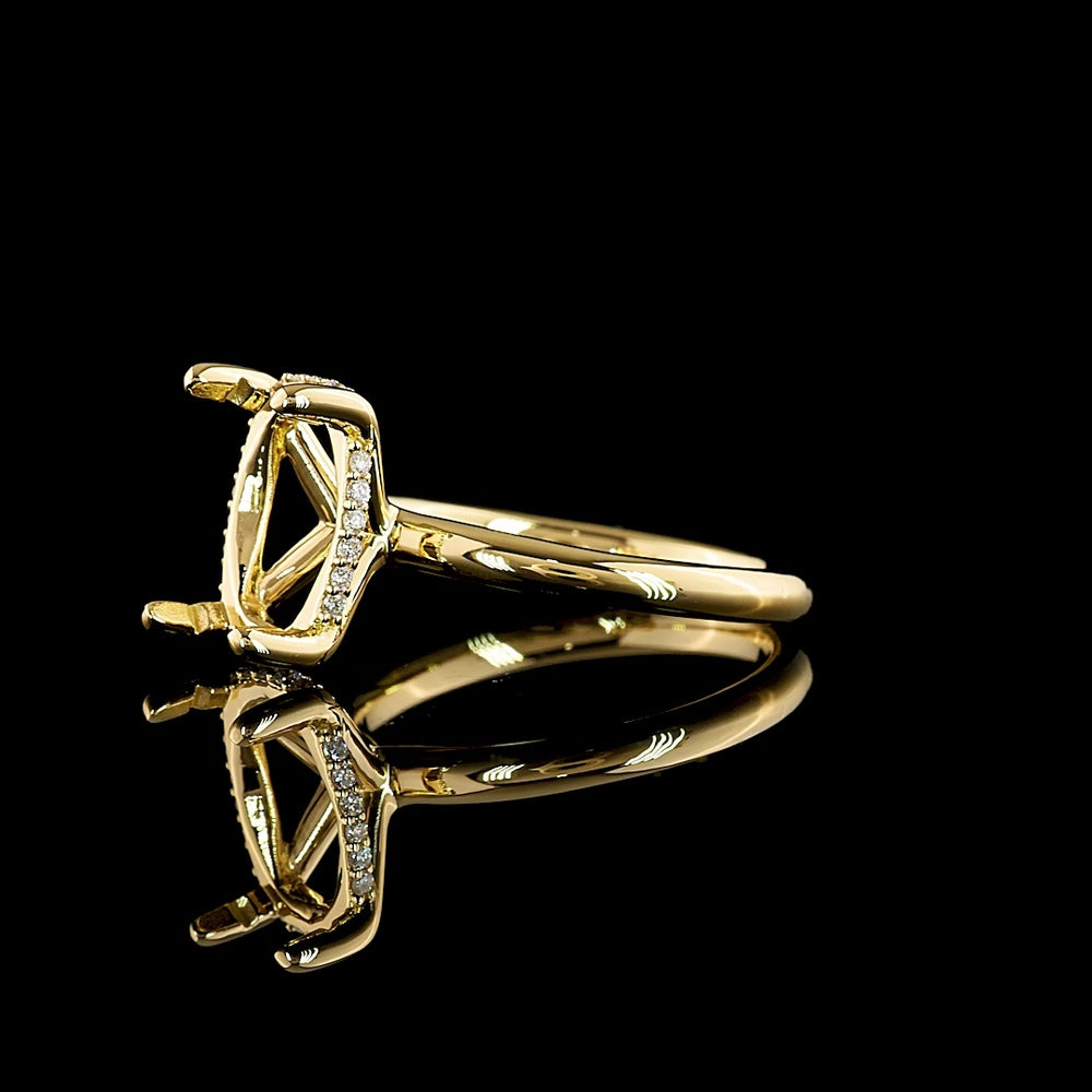 18K Yellow Gold East-West Antique Cushion Cut Hidden Halo Ring with 3.76 Carat Lab Diamond and 0.11 Carat Accent Diamonds - GIA Certified 3.87 Carats Total - Covaloro Fine Jewelry