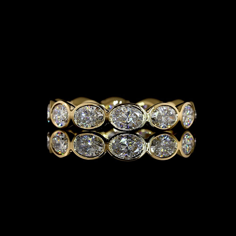 18K Yellow Gold East-West Eternity Band with Bezel Set Oval Cut Lab Grown Diamonds - 1.82 Carat Total Weight - Covaloro Fine Jewelry