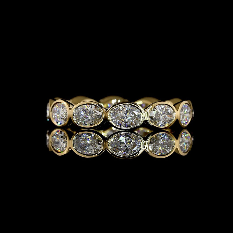 18K Yellow Gold East-West Eternity Band with Bezel Set Oval Cut Lab Gr ...