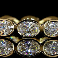 18K Yellow Gold East-West Eternity Band with Bezel Set Oval Cut Lab Grown Diamonds - 1.82 Carat Total Weight - Covaloro Fine Jewelry