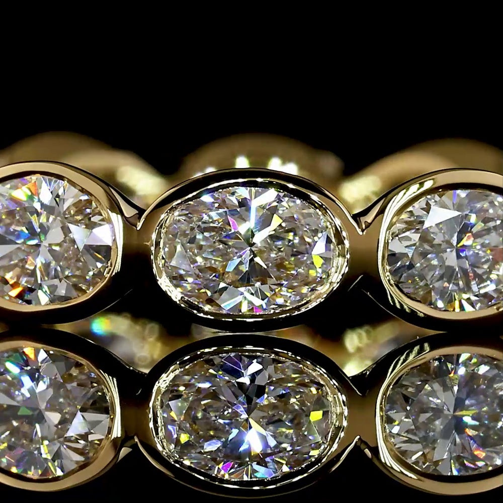 18K Yellow Gold East-West Eternity Band with Bezel Set Oval Cut Lab Grown Diamonds - 1.82 Carat Total Weight - Covaloro Fine Jewelry