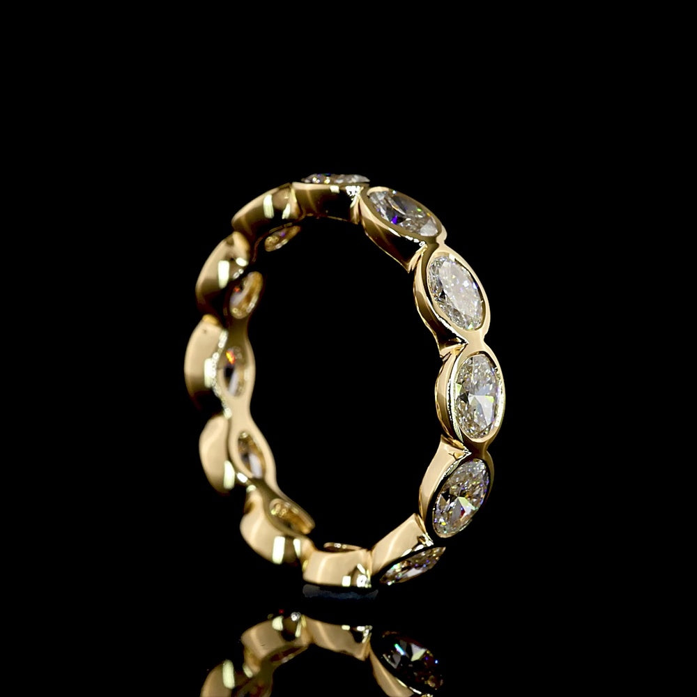 18K Yellow Gold East-West Eternity Band with Bezel Set Oval Cut Lab Grown Diamonds - 1.82 Carat Total Weight - Covaloro Fine Jewelry