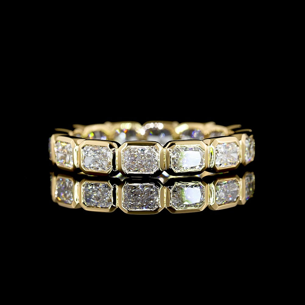 18K Yellow Gold East-West Eternity Band with Bezel Set Radiant Cut Lab Diamonds - 1.86 Carat Total Weight - Covaloro Fine Jewelry