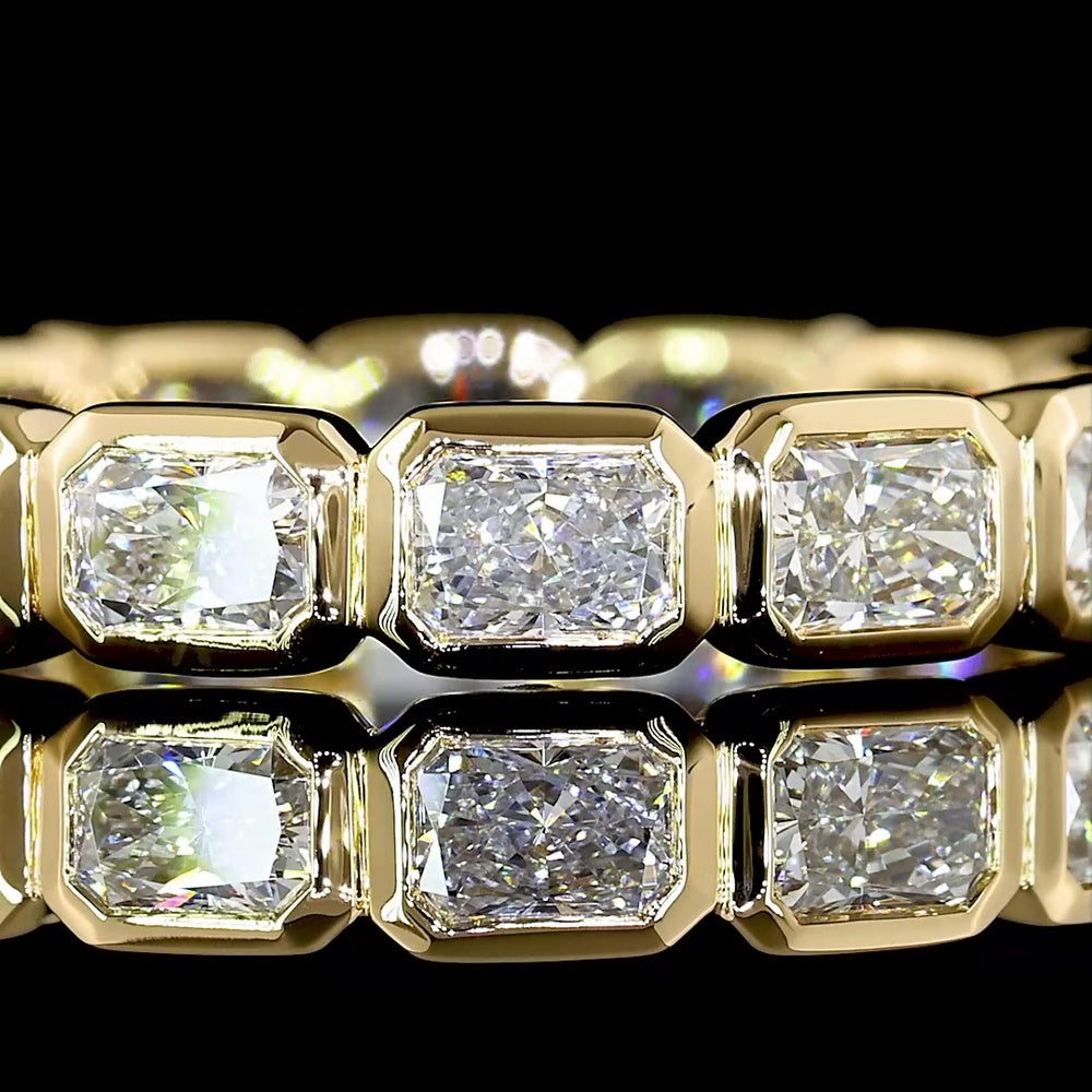 18K Yellow Gold East-West Eternity Band with Bezel Set Radiant Cut Lab Diamonds - 1.86 Carat Total Weight - Covaloro Fine Jewelry