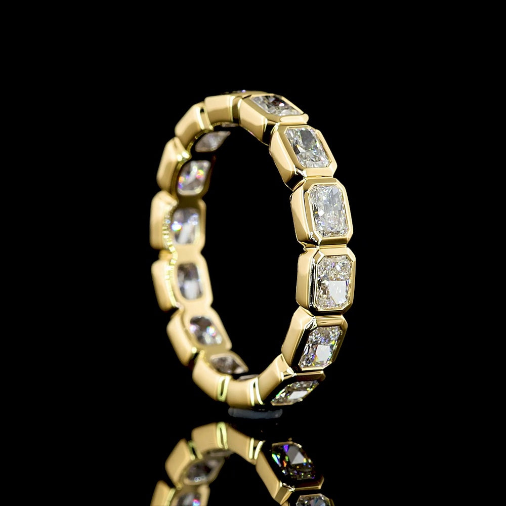 18K Yellow Gold East-West Eternity Band with Bezel Set Radiant Cut Lab Diamonds - 1.86 Carat Total Weight - Covaloro Fine Jewelry