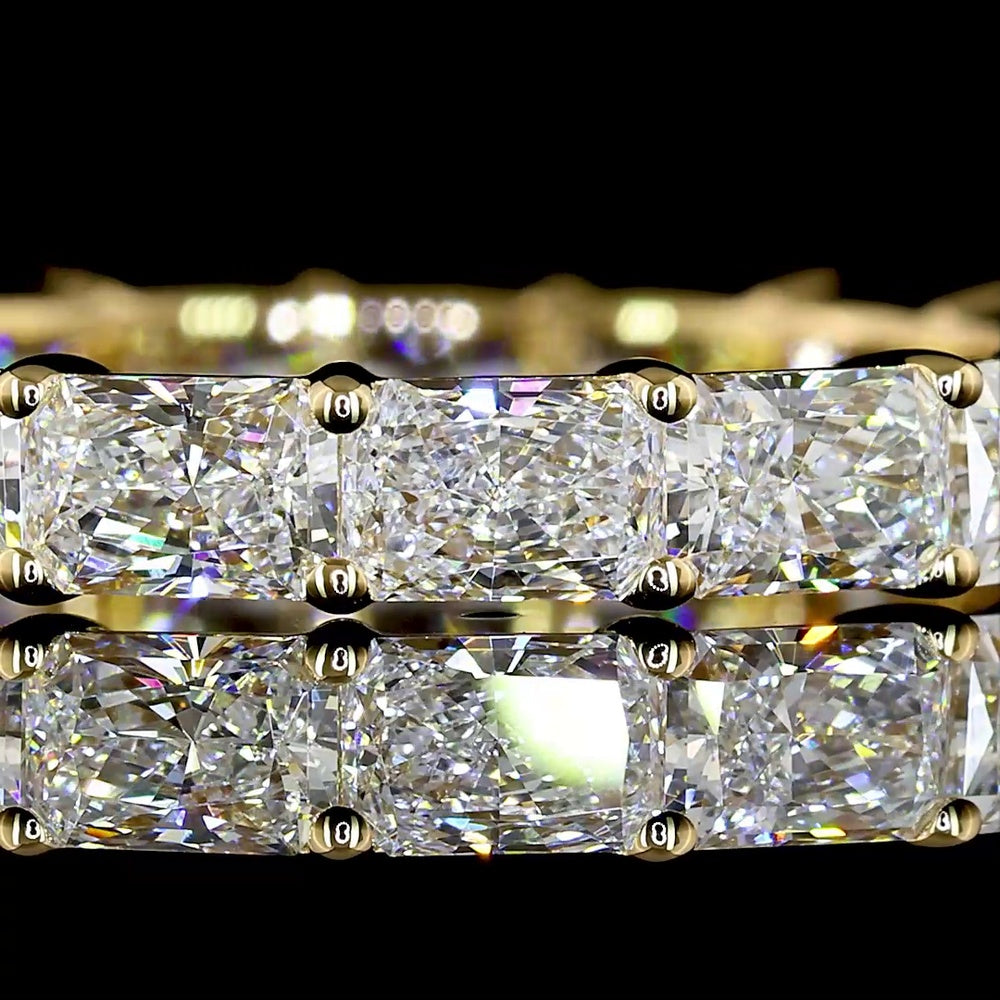 18K Yellow Gold East-West Eternity Band with Radiant Cut Lab Diamonds - 2.58 Carats Total Diamond Weight - Covaloro Fine Jewelry