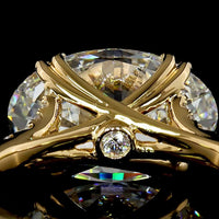 18K Yellow Gold East-West Hidden Halo Ring with 4.13 Carats Oval Lab Diamond and 0.65 Carats Round Diamond Accents - 4.78 Total Carat Weight IGI Certified - Covaloro Fine Jewelry