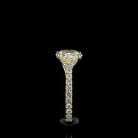 18K Yellow Gold East-West Hidden Halo Ring with 4.13 Carats Oval Lab Diamond and 0.65 Carats Round Diamond Accents - 4.78 Total Carat Weight IGI Certified - Covaloro Fine Jewelry