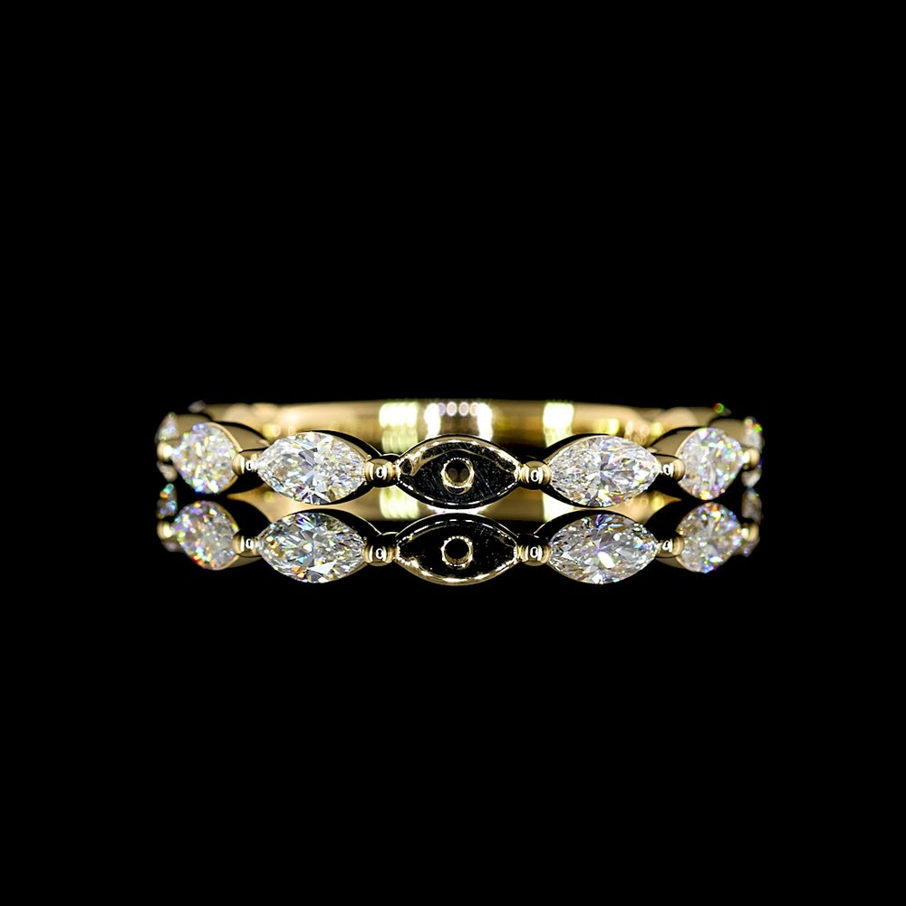 18K Yellow Gold East-West Marquise Cut Lab Diamond 3/4 Eternity Band - 0.70 Carat Total Weight, E-F Color, VS Clarity - Covaloro Fine Jewelry