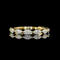 18K Yellow Gold East-West Marquise Cut Lab Diamond 3/4 Eternity Band - 0.82 Carat Total Weight (E-F Color, VS Clarity) - Covaloro Fine Jewelry