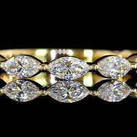 18K Yellow Gold East-West Marquise Cut Lab Diamond 3/4 Eternity Band - 0.82 Carat Total Weight (E-F Color, VS Clarity) - Covaloro Fine Jewelry