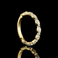 18K Yellow Gold East-West Marquise Cut Lab Diamond 3/4 Eternity Band - 0.82 Carat Total Weight (E-F Color, VS Clarity) - Covaloro Fine Jewelry