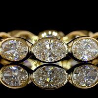 18K Yellow Gold East-West Oval Cut Lab Diamond Eternity Band - 2.00 Carat Total Weight, Bezel Set, 12 Stones E-F VS1 - Covaloro Fine Jewelry