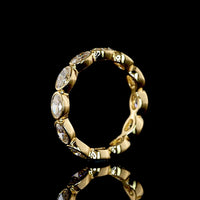 18K Yellow Gold East-West Oval Cut Lab Diamond Eternity Band - 2.00 Carat Total Weight, Bezel Set, 12 Stones E-F VS1 - Covaloro Fine Jewelry