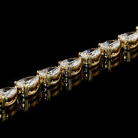 18K Yellow Gold East-West Pear Shape Diamond Tennis Necklace - 16.67 Carat Total Weight, 69 Lab Diamonds, E-F VS - Covaloro Fine Jewelry