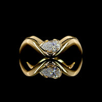 18K Yellow Gold East-West Pear Shape Solitaire Eternity Band with Half-Bezel Set Lab Diamond - 0.22 Carat Total Weight, F Color VS2 Clarity - Covaloro Fine Jewelry
