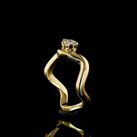 18K Yellow Gold East-West Pear Shape Solitaire Eternity Band with Half-Bezel Set Lab Diamond - 0.22 Carat Total Weight, F Color VS2 Clarity - Covaloro Fine Jewelry