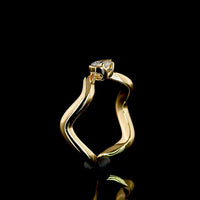 18K Yellow Gold East-West Pear Shape Solitaire Eternity Band with Half-Bezel Set Lab Diamond - 0.22 Carat Total Weight, F Color VS2 Clarity - Covaloro Fine Jewelry