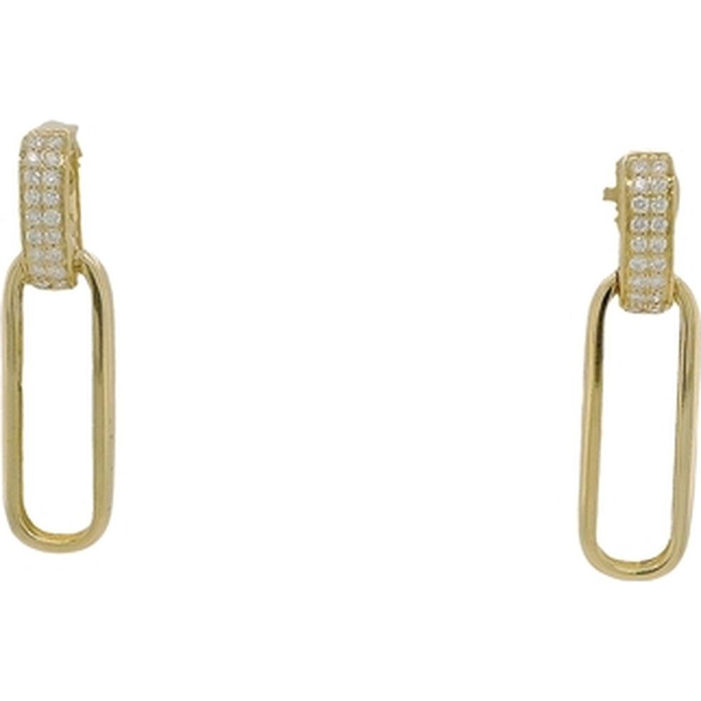 18K Yellow Gold Elongated Drop Earrings with Pavé Diamond Tops by Afarin