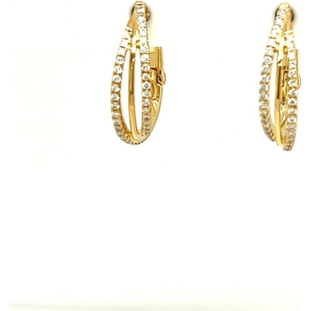 18K Yellow Gold Elongated Huggie Earrings with Diamond Accents by Afarin