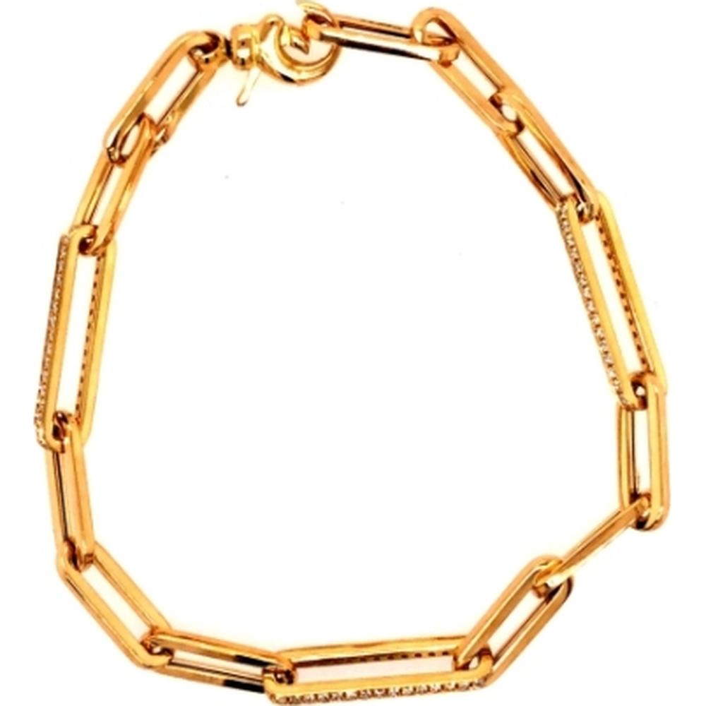 18K Yellow Gold Elongated Link Diamond Bracelet by Afarin