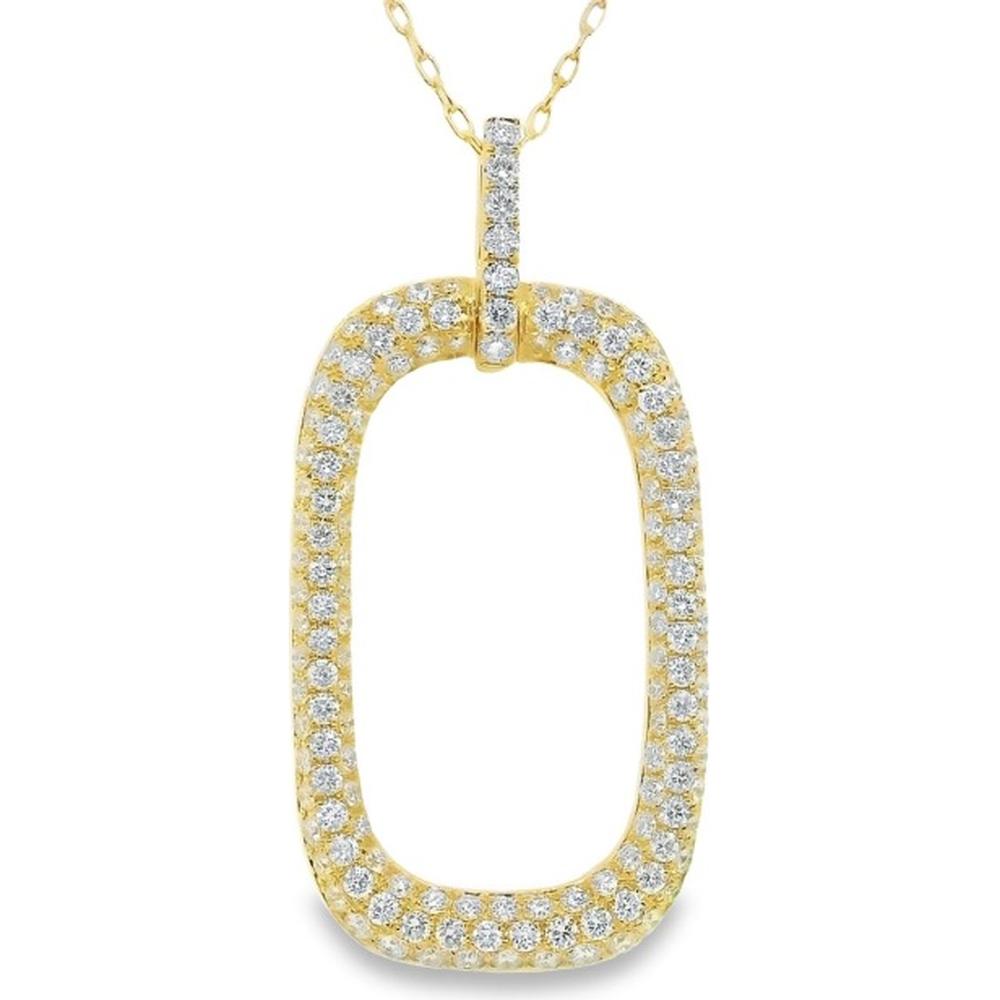 18K Yellow Gold Elongated Oval Diamond Pave Pendant Necklace by Afarin
