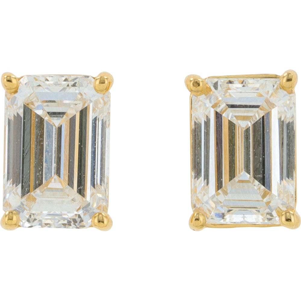 18K Yellow Gold Emerald Cut Lab Grown Diamond Stud Earrings - 1.00 Carat Total Diamond Weight