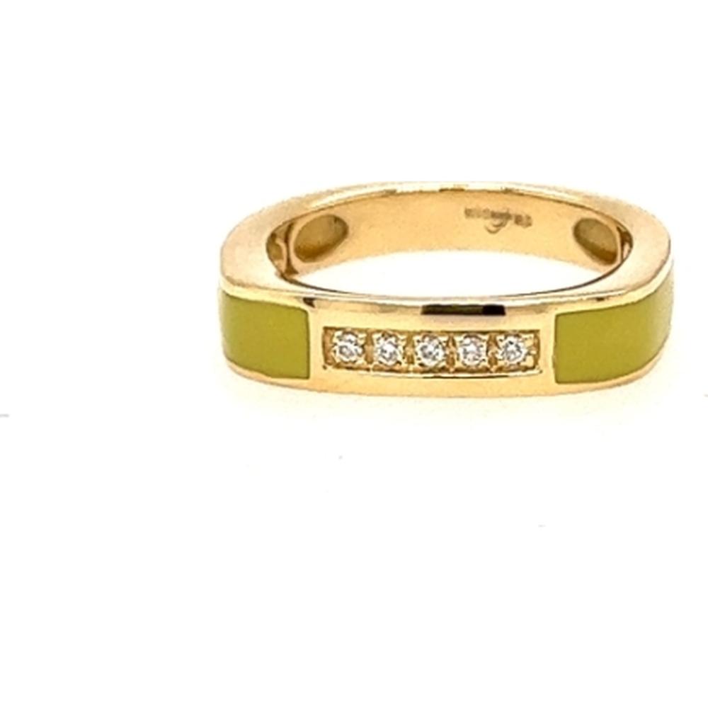 18K Yellow Gold Enamel Band Ring with Round Diamonds by Afarin